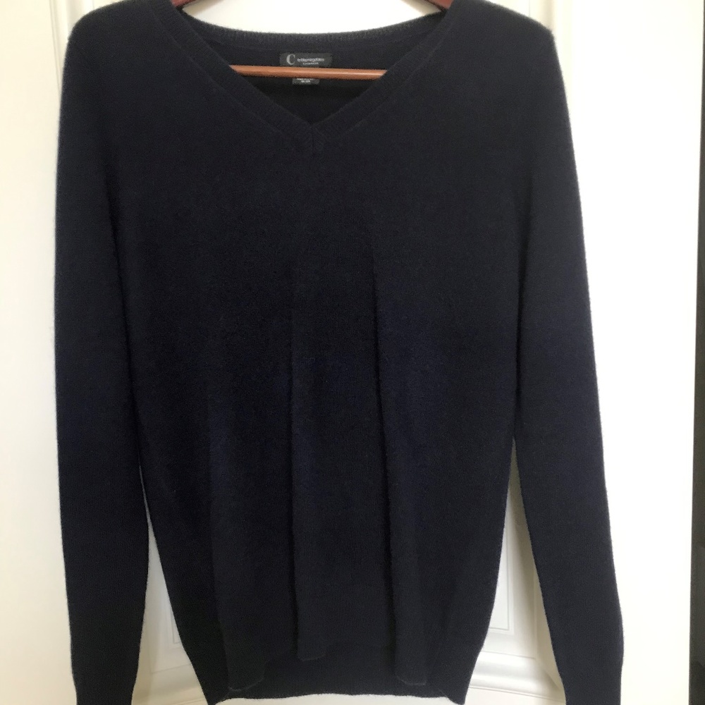 Cashmere Navy V Neck Sweater